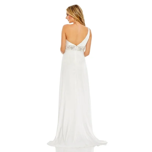 Mac Duggal White One-Shoulder Gown - Picture 3 of 6